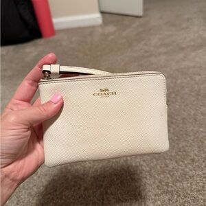 Coach Ivory Leather Wristlet